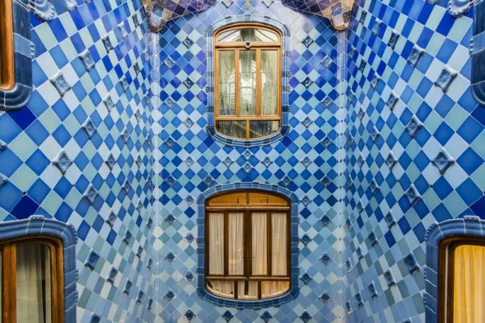 Framed Print : Central light well inside Casa Batllo, Barcelona, Catalonia, Spain Framed Print : Central light well inside Casa Batllo, Barcelona, Catalonia, Spain