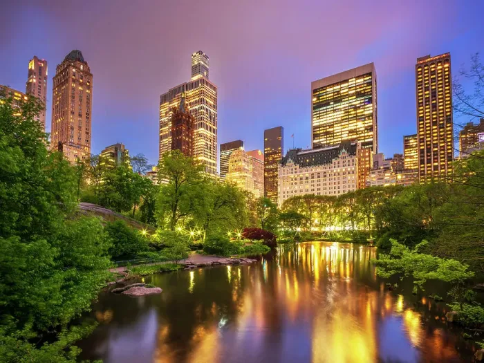 Framed Print : Central Park at Twilight illuminated, New York City, USAPlaza Hotel & Framed Print : Central Park at Twilight illuminated, New York City, USAPlaza Hotel &