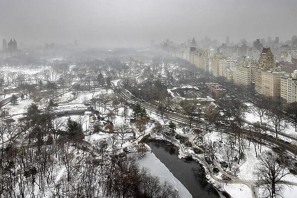 Central Park & Upper East Side after snowfall, Manhattan, New York, United States of America