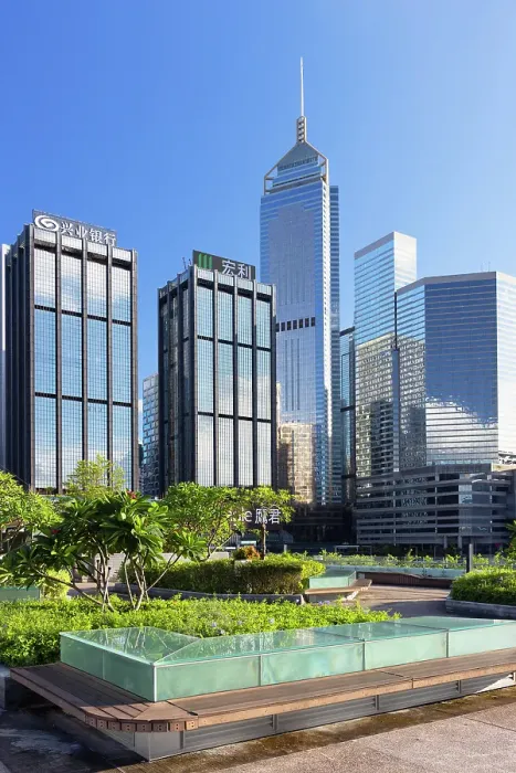 Framed Print : Central Plaza and skyscrapers from rooftop of Wan Chai Pier, Wan Chai, Hong Kong