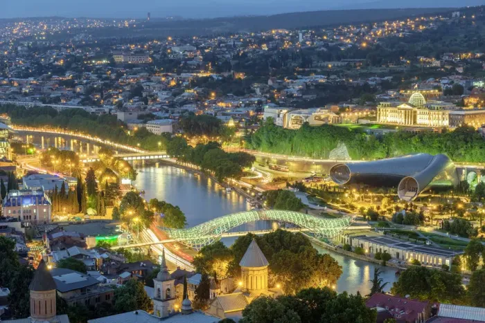 Framed Print : Central Tbilisi, buildings along the Kura (Mtkvari) river at night, Tbilisi (Tiflis) Framed Print : Central Tbilisi, buildings along the Kura (Mtkvari) river at night, Tbilisi (Tiflis)