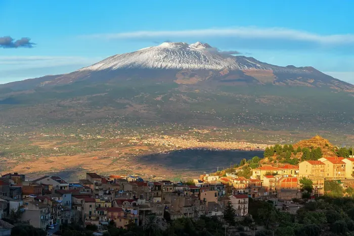 Framed Print : Centuripe old town seen from the drone with mount Etna in the background, winter view, Centuripe, Enna province, Sicily, Italy Framed Print : Centuripe old town seen from the drone with mount Etna in the background, winter view, Centuripe, Enna province, Sicily, Italy