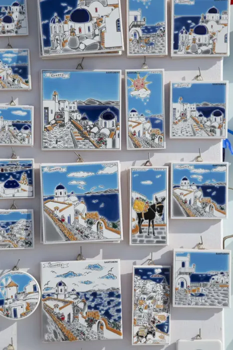 Framed Print : Ceramic tile souvenirs, Oia, Santorini (Thira), Cyclades Islands, Greece Framed Print : Ceramic tile souvenirs, Oia, Santorini (Thira), Cyclades Islands, Greece
