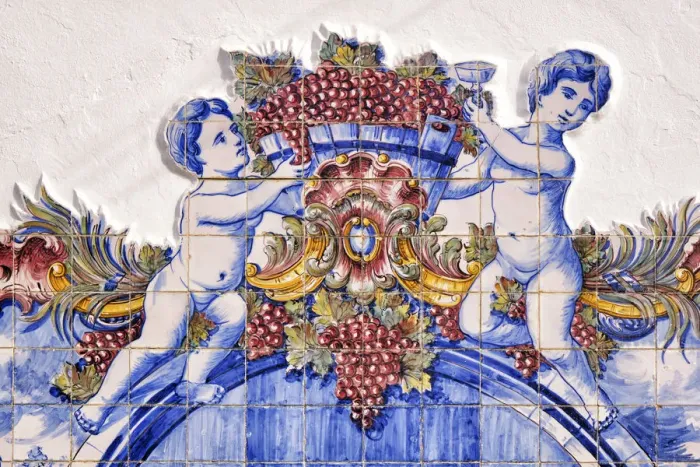 Framed Print : Ceramic tiles (azulejos) in the house of Jose Maria da Fonseca Framed Print : Ceramic tiles (azulejos) in the house of Jose Maria da Fonseca