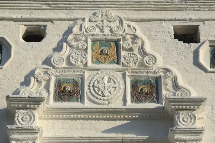 Framed Print : Ceramic tiles with cherubims, Church of Holy Spirit (1689), Solotcha, near Ryazan Framed Print : Ceramic tiles with cherubims, Church of Holy Spirit (1689), Solotcha, near Ryazan