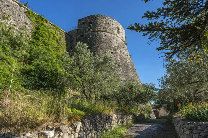 Framed Print : The Cerro al Volturno castle is located on the top of a rock spur