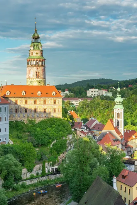 Framed Print : Cesky Krumlov Castle and Chateau and St. Jost Church at sunset, Cesky Krumlov, South Bohemian Region, Czech Republic Framed Print : Cesky Krumlov Castle and Chateau and St. Jost Church at sunset, Cesky Krumlov, South Bohemian Region, Czech Republic