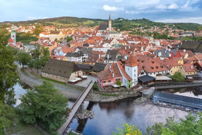 Framed Print : Cesky Krumlov, South Bohemia, Czech Republic, Europe, view of the old town with Framed Print : Cesky Krumlov, South Bohemia, Czech Republic, Europe, view of the old town with