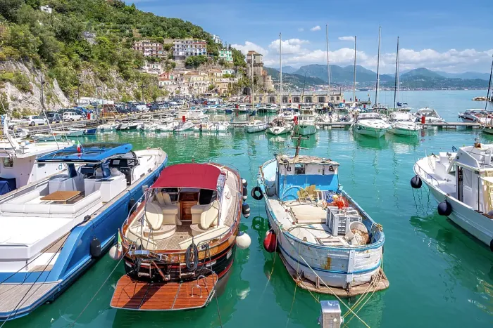 Framed Print : Cetara harbour, Amalfi Coast, Campania, Italy. Sunny day Framed Print : Cetara harbour, Amalfi Coast, Campania, Italy. Sunny day