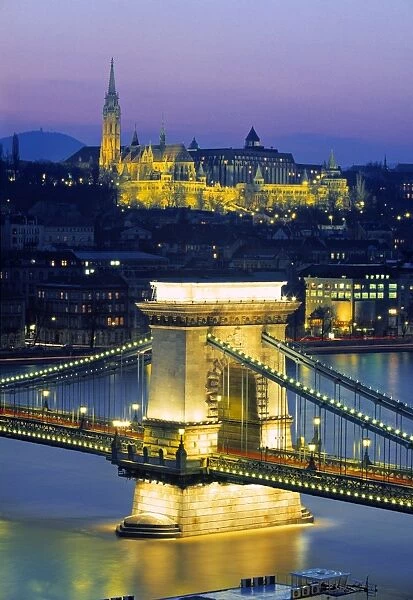 Chain Bridge & Danube River, Budapest, Hungary