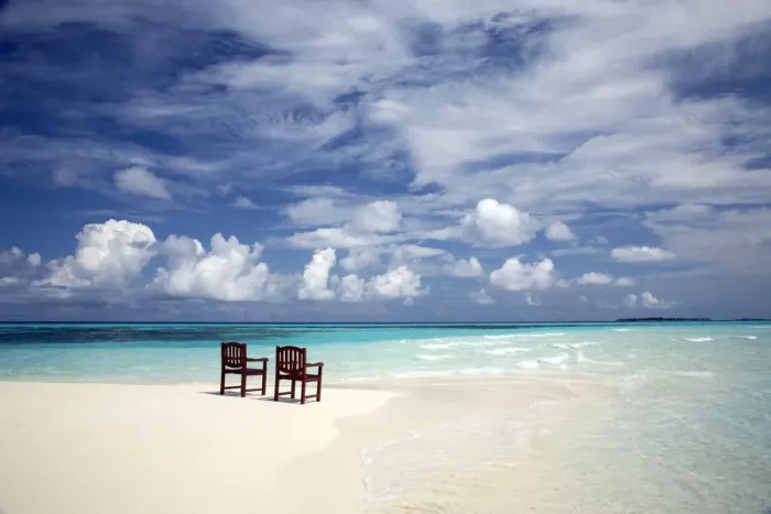 Framed Print : Two Chairs on Beach, Kuredu, Maldives Framed Print : Two Chairs on Beach, Kuredu, Maldives