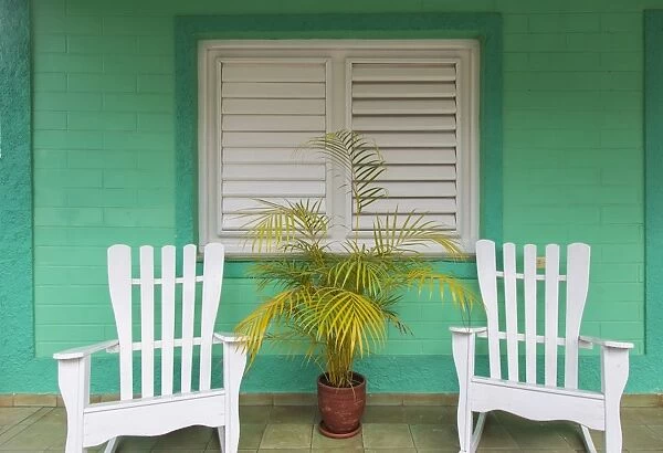 Chairs on the porch of a house, Vinales, Pinar del Rio Province, Cuba