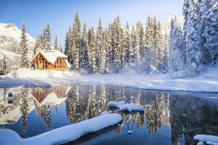 Framed Print : Chalet Winter Reflections, Emerald Lake, Yoho National Park, British Columbia, Canada Framed Print : Chalet Winter Reflections, Emerald Lake, Yoho National Park, British Columbia, Canada
