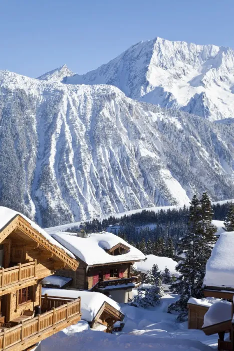 Framed Print : Chalets in Courchevel 1850 ski resort in the Three Valleys, Les Trois Vallees, Savoie Framed Print : Chalets in Courchevel 1850 ski resort in the Three Valleys, Les Trois Vallees, Savoie