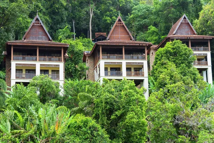 Framed Print : Chalets in rainforest at Berjaya Langkawi Resort, Langkawi, Kedah, Malaysia