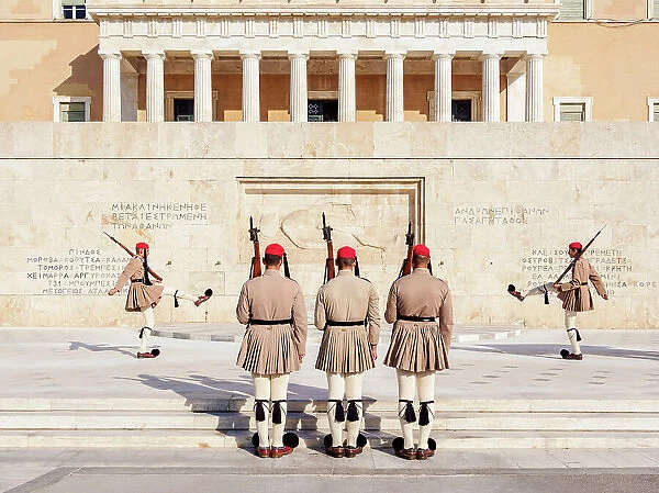 Changing of the Guard in front of the Monument to the Unknown Soldier, Syntagma Square, Athens, Attica, Greece
