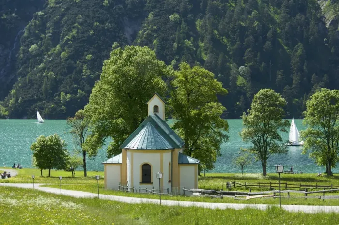Framed Print : Chapel at Lake Achensee, Tyrol, Austria Framed Print : Chapel at Lake Achensee, Tyrol, Austria
