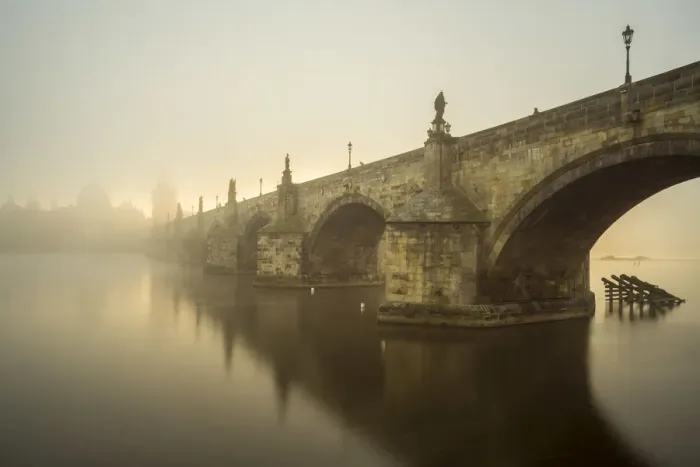 Framed Print : Charles Bridge with mist at sunrise, Prague, Bohemia, Czech Republic Framed Print : Charles Bridge with mist at sunrise, Prague, Bohemia, Czech Republic