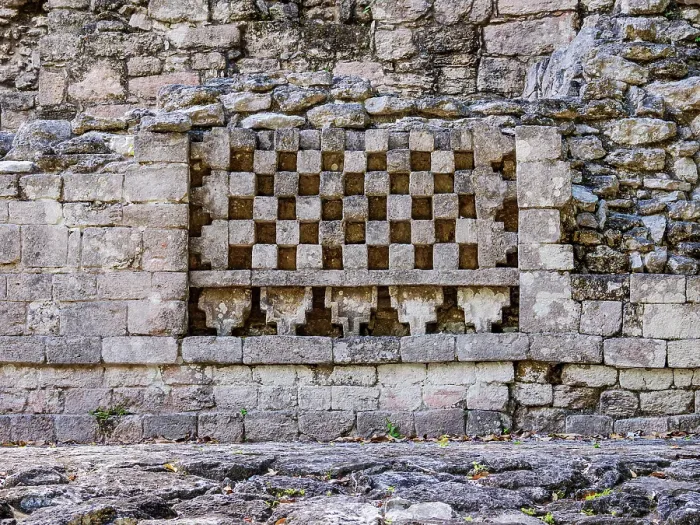 Framed Print : Checkboard architectural motifs decorate the annex to Structure IV, Becan Archaeological Site, Campeche State, Mexico Framed Print : Checkboard architectural motifs decorate the annex to Structure IV, Becan Archaeological Site, Campeche State, Mexico