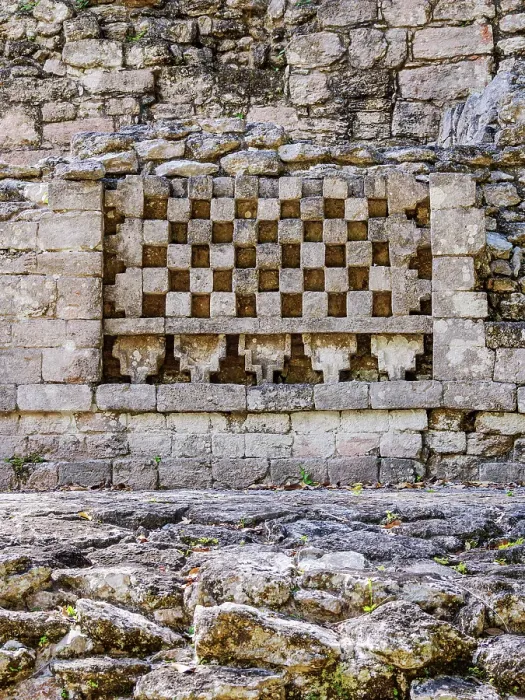 Framed Print : Checkboard architectural motifs decorate the annex to Structure IV, Becan Archaeological Site, Campeche State, Mexico Framed Print : Checkboard architectural motifs decorate the annex to Structure IV, Becan Archaeological Site, Campeche State, Mexico