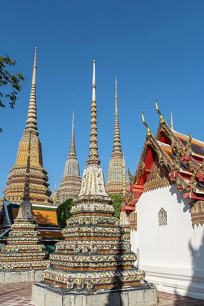 Chedis at Wat Pho, Phra Nakhon District, Bangkok, Thailand
