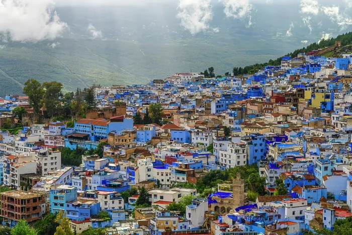 Framed Print : Chefchaouen city from a high viewpoint (Spanish Mosque), Chefchaouen, Morocco Framed Print : Chefchaouen city from a high viewpoint (Spanish Mosque), Chefchaouen, Morocco