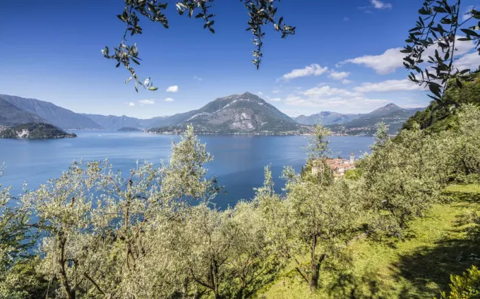 Framed Print : Cherry trees around the village of Varenna surrounded by the blue water of Lake Como Framed Print : Cherry trees around the village of Varenna surrounded by the blue water of Lake Como