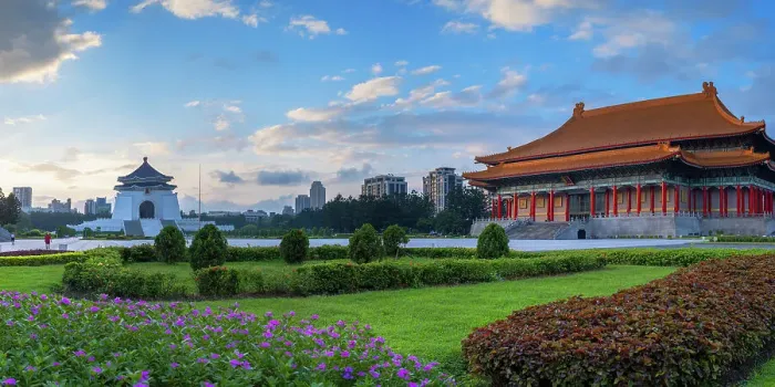 Framed Print : Chiang Kai Shek Memorial Hall and Liberty Square at sunrise, Taipei, Taiwan