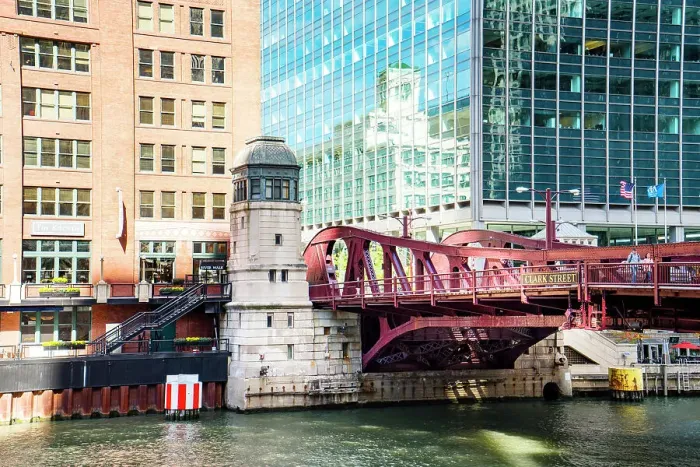 Framed Print : Chicago River and River walk, Clark Street Bridge Chicago, Illinois, Midwest, USA Framed Print : Chicago River and River walk, Clark Street Bridge Chicago, Illinois, Midwest, USA