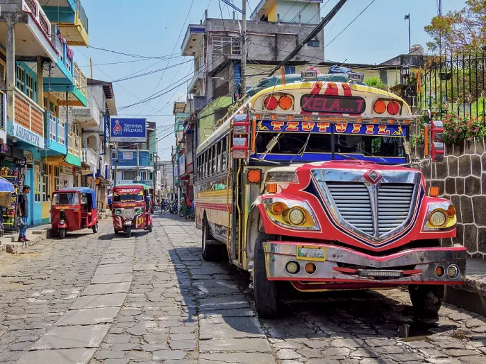 Framed Print : Chicken Bus at the Central Park, San Pedro La Laguna, Solola Department, Guatemala Framed Print : Chicken Bus at the Central Park, San Pedro La Laguna, Solola Department, Guatemala