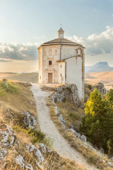 Framed Print : Chiesa di Santa Maria della piet√at Rocca Calascio at sunset