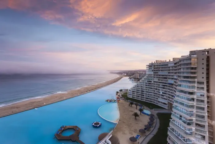 Framed Print : Chile, Algarrobo, San Alfonso del Mar, Worlds largest man-made pool, elevated view