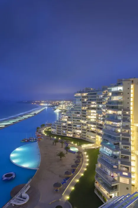 Framed Print : Chile, Algarrobo, San Alfonso del Mar, Worlds largest man-made pool, elevated view