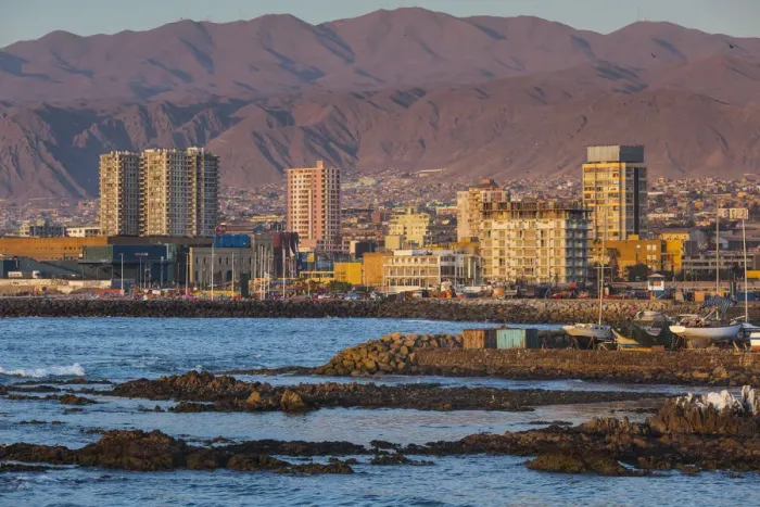 Framed Print : Chile, Antofagasta, harbor view sunset Framed Print : Chile, Antofagasta, harbor view sunset
