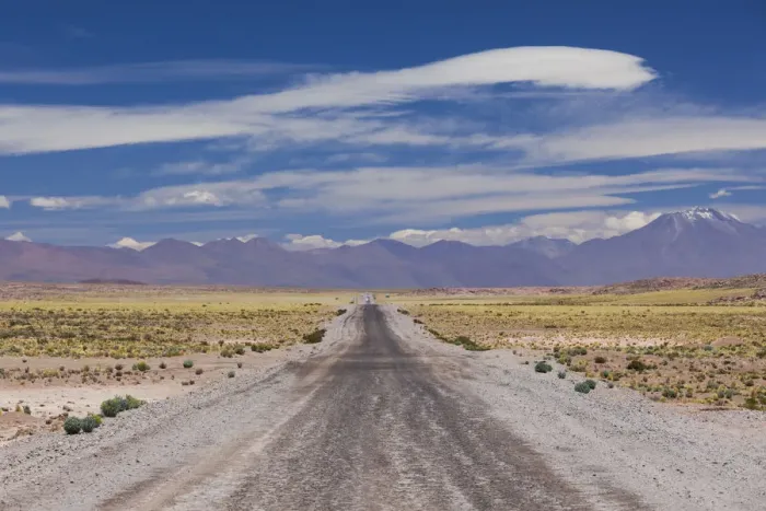 Framed Print : Chile, Atacama Desert, Laguna Miscanti, desert road Framed Print : Chile, Atacama Desert, Laguna Miscanti, desert road