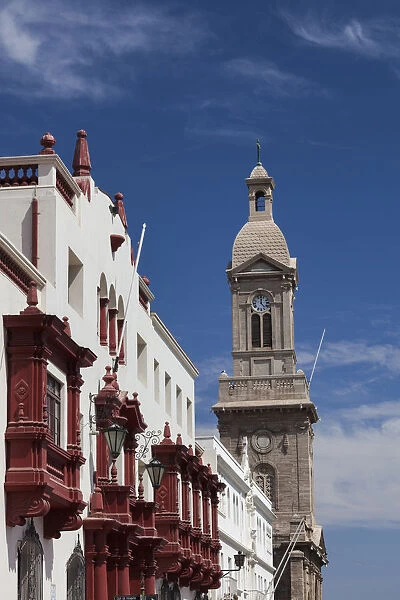 Chile, La Serena, Plaza de Armas, town hall and Iglesia Catedral cathedral