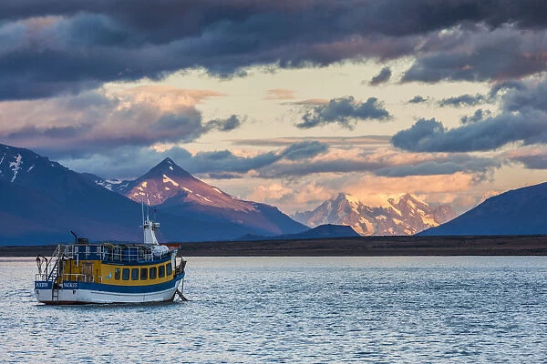 Chile, Magallanes Region, Puerto Natales, Seno Ultima Esperanza bay, tour boat