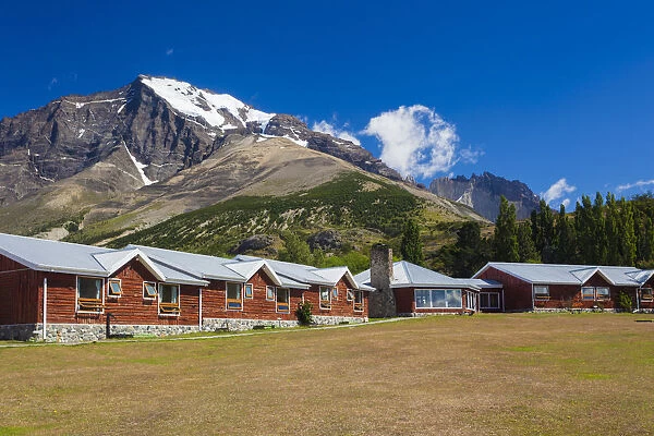Chile, Magallanes Region, Torres del Paine National Park, buidlings of the Hotel Las