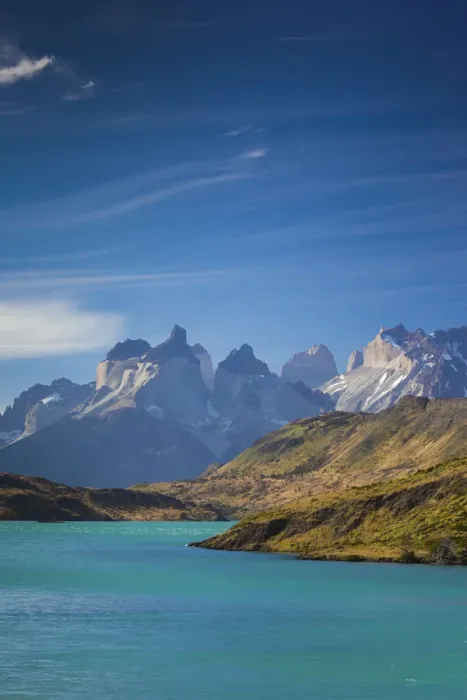 Framed Print : Chile, Magallanes Region, Torres del Paine National Park, Lago Pehoe, landscape Framed Print : Chile, Magallanes Region, Torres del Paine National Park, Lago Pehoe, landscape