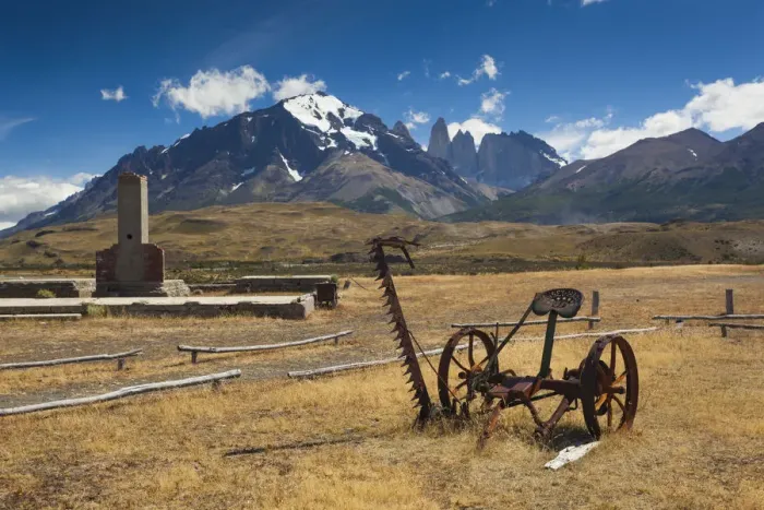 Framed Print : Chile, Magallanes Region, Torres del Paine National Park, old estancia ranch equipment Framed Print : Chile, Magallanes Region, Torres del Paine National Park, old estancia ranch equipment