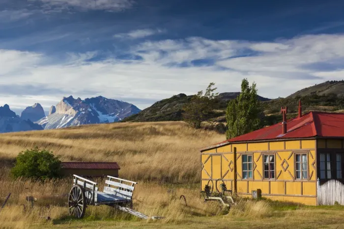 Framed Print : Chile, Magallanes Region, Torres del Paine National Park, park buildings by Refugio Framed Print : Chile, Magallanes Region, Torres del Paine National Park, park buildings by Refugio