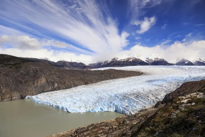 Framed Print : Chile, Patagonia, Torres del Paine National Park (UNESCO Site), Lake and Glacier Grey Framed Print : Chile, Patagonia, Torres del Paine National Park (UNESCO Site), Lake and Glacier Grey