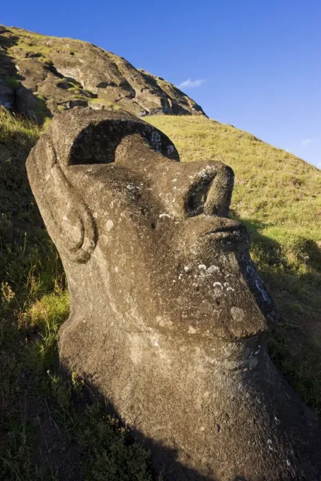 Framed Print : Chile, Rapa Nui, Easter Island, giant monolithic stone Maoi statue at Rano Raraku Framed Print : Chile, Rapa Nui, Easter Island, giant monolithic stone Maoi statue at Rano Raraku