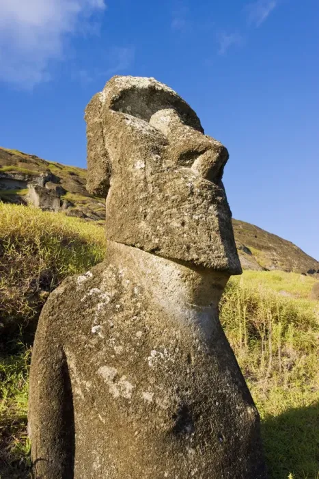 Framed Print : Chile, Rapa Nui, Easter Island, giant monolithic stone Maoi statue at Rano Raraku Framed Print : Chile, Rapa Nui, Easter Island, giant monolithic stone Maoi statue at Rano Raraku