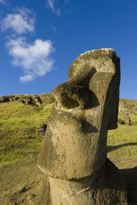 Framed Print : Chile, Rapa Nui, Easter Island, giant monolithic stone Maoi statue at Rano Raraku Framed Print : Chile, Rapa Nui, Easter Island, giant monolithic stone Maoi statue at Rano Raraku