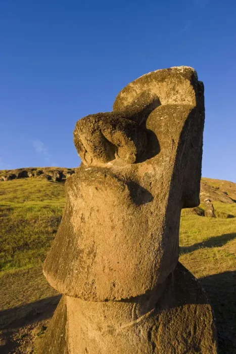 Framed Print : Chile, Rapa Nui, Easter Island, giant monolithic stone Maoi statue at Rano Raraku Framed Print : Chile, Rapa Nui, Easter Island, giant monolithic stone Maoi statue at Rano Raraku