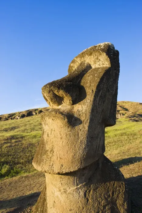 Framed Print : Chile, Rapa Nui, Easter Island, giant monolithic stone Maoi statue at Rano Raraku Framed Print : Chile, Rapa Nui, Easter Island, giant monolithic stone Maoi statue at Rano Raraku