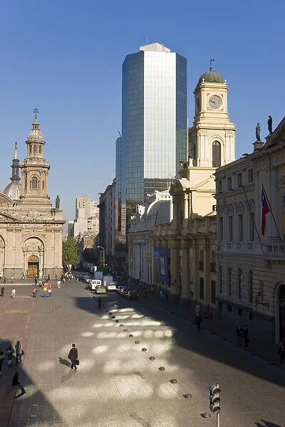 Chile, Santiago, Cathedral Metropolitana & Museum Historico Nacional in Plaza de Armas