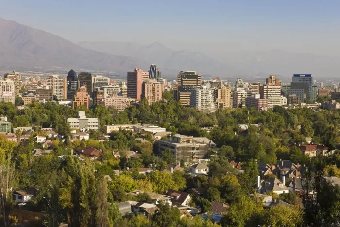 Framed Print : Chile, Santiago, view of the city from Cerro San Cristobal & Andes mountains Framed Print : Chile, Santiago, view of the city from Cerro San Cristobal & Andes mountains