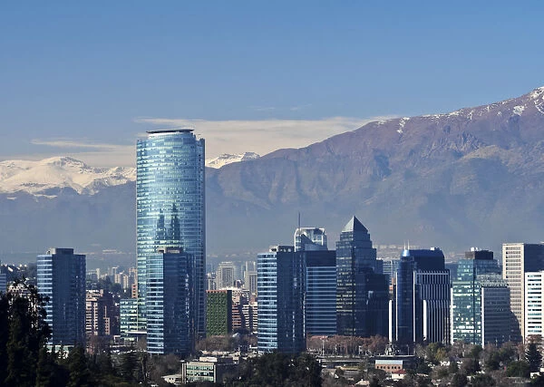 Chile, Santiago, View from the Parque Metropolitano towards the high raised buildings